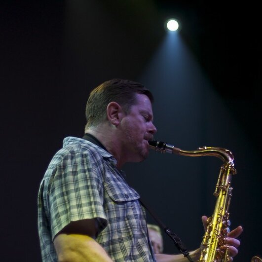 Ken Vandermark playing tenor saxophone